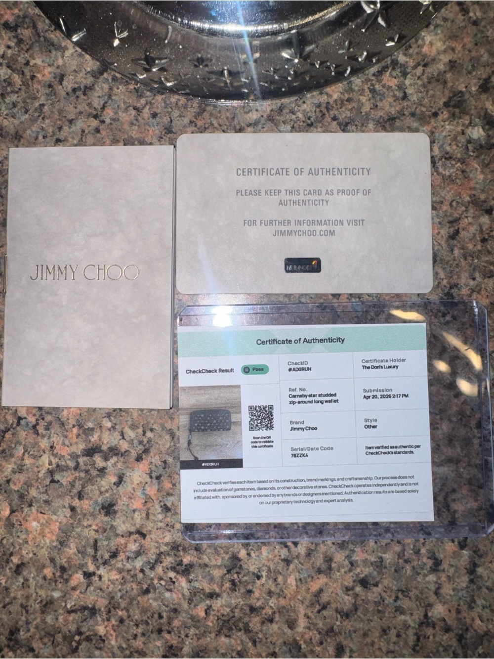Jimmy Choo Metallic Taupe Star- studded glitter Zip wallet with COA’s - Picture 4 of 8
